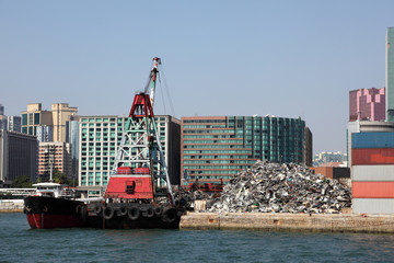Fototapeta premium Metal recycling industry in Hong Kong, China