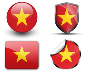 Vietnam flag button sticker and badge