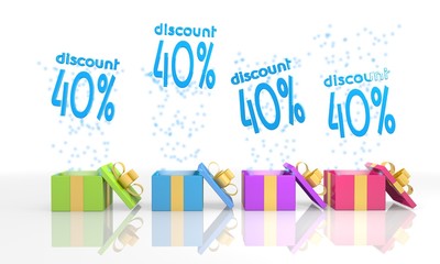christmas present boxes with discount symbol