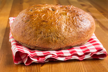 Rye bread on kitchen table