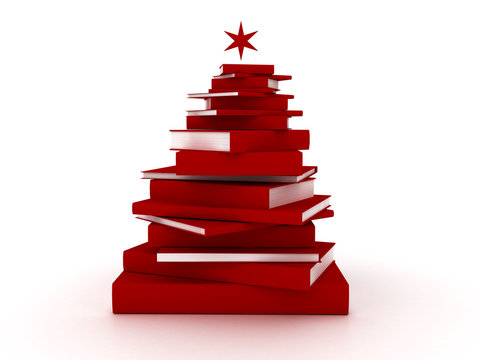 Red books christmas tree