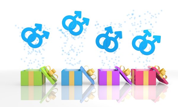friendly present boxes with homosexual symbol