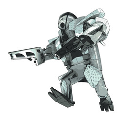 isolated running armored robot campaigner vector 3D model