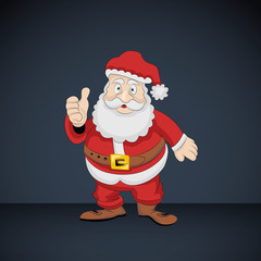 Santa Claus greeting with happy smile on dark card vector