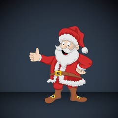 Santa Claus greeting with thumb up on dark card vector