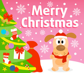 Christmas  background card with dog