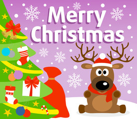 Fototapeta na wymiar Christmas background card with deer