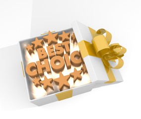christmas gift box with best choice symbol