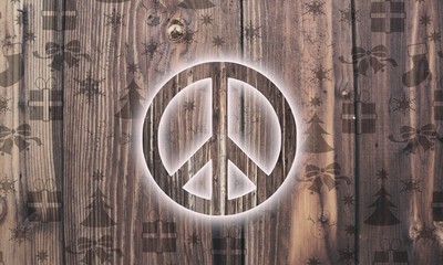 wooden peace label with presents