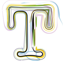 Organic Font illustration. Letter T