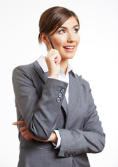 Business woman portrait isolated on white