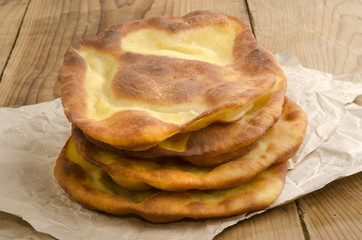 Langos, home made Hungarian pancake