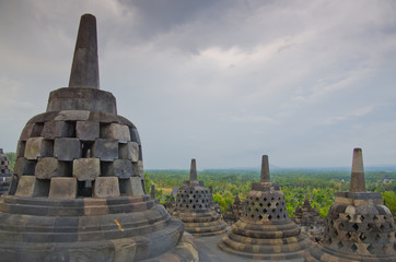 Buddist temple Borobudur on sunset. Yogyakarta. Java, Indonesia