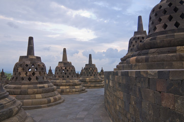 Buddist temple Borobudur on sunset. Yogyakarta. Java, Indonesia