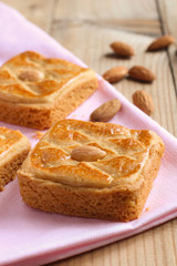 Almond cookies closeup on wooden rustic table