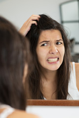 Woman having a bad hair day