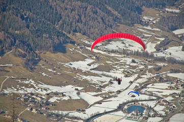 Paragliding in mountains, Innsbruck, Austria