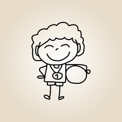 hand drawing cartoon happy kids
