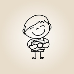 hand drawing cartoon happy kids