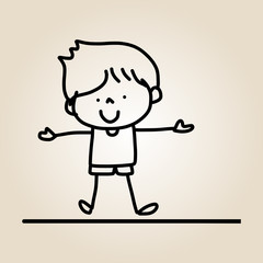 hand drawing cartoon happy kids