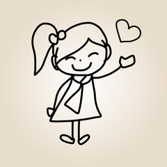 hand drawing cartoon happy kids