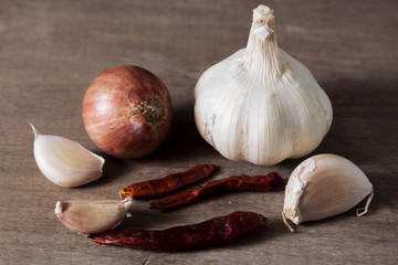 Garlic,shallot and chili.