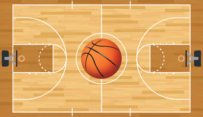 Fototapeta premium Realistic Vector Basketball Court and Ball