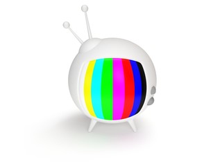 Funny TV with antenna. 3d render. Isolated.
