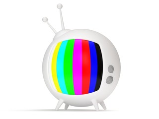 Funny TV with antenna. 3d render. Isolated.