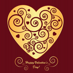 Valentine's background with golden heart