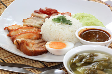 Mixed BBQ over the steam rice