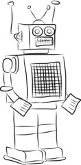 Black and white robot, робот