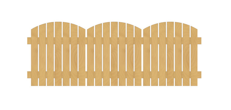 round fence created from wooden laths on white background