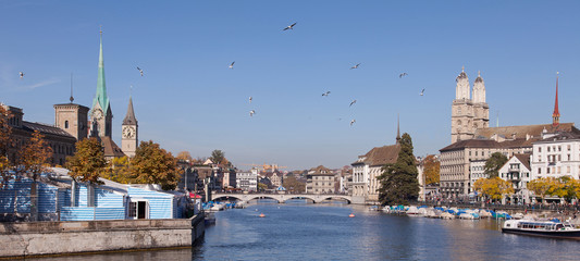 Zurich, view along the Limmat river