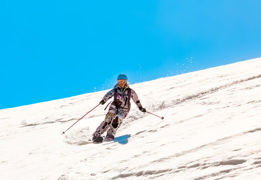 Skiing spring snow