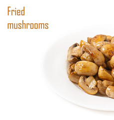 Fried mushrooms on a white plate