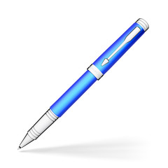 Blue pen isolated on white