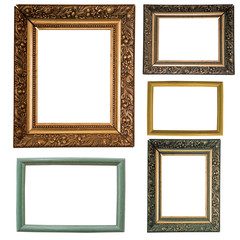 five picture frames isolated on white