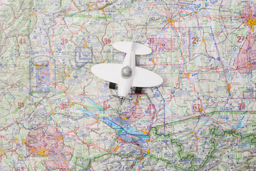 Aviation map with a small airplane
