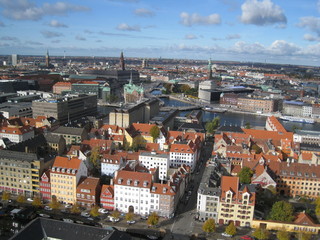 Naklejka na ściany i meble Kopenhagen, Blick auf Börse und Schloss Christiansborg