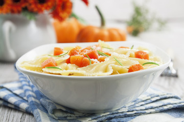 Farfalle with pumpkin and parmesan