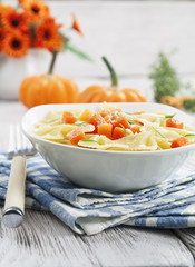 Farfalle with pumpkin and parmesan