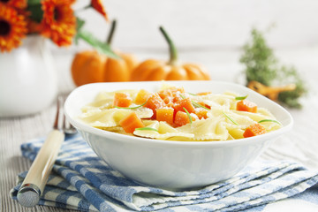 Farfalle with pumpkin and parmesan