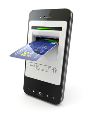 Mobile banking. Mobile phone as atm and credit card.