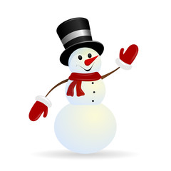 Jolly Christmas snowman on a white background