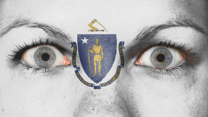 Close up of eyes with flag