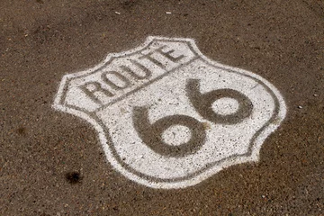 Cercles muraux Route 66 panneau route 66 au sol