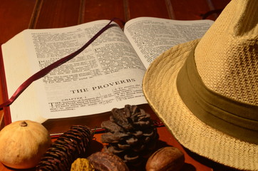 Bible and gentlemans hat