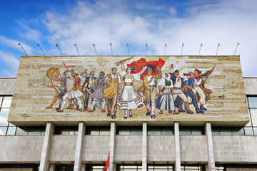 The Albanians mosaic on the facade of the National Historical Mu - obrazy, fototapety, plakaty