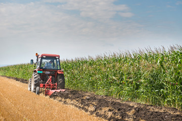 Fototapeta premium Tractor plowing